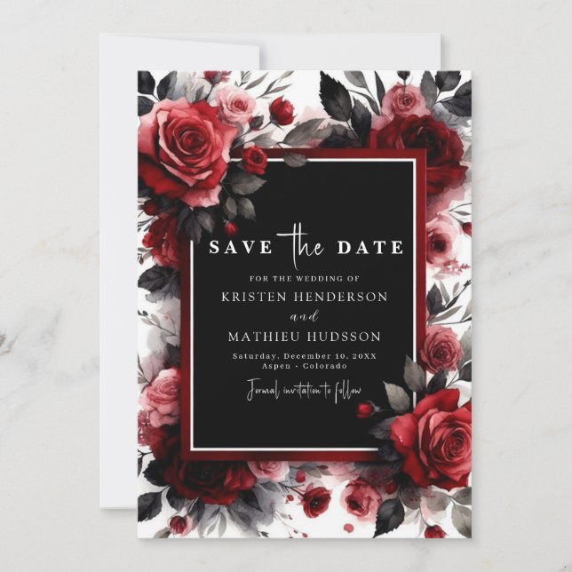 Reserve A Data Casamento Vermelho de Crimson Crimson com Cura Úni (Frente)
