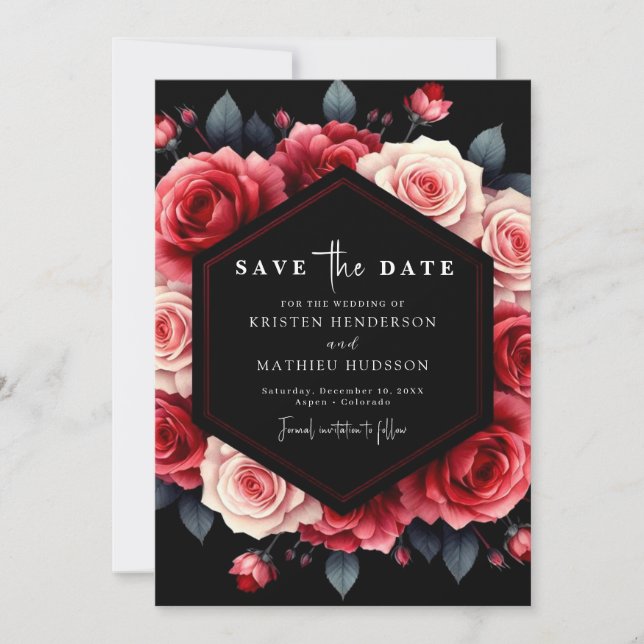 Reserve A Data Casamento Vermelho De Crimson Mínimo Floral (Frente)