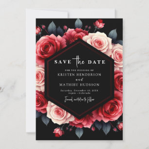 Reserve A Data Casamento Vermelho De Crimson Mínimo Floral