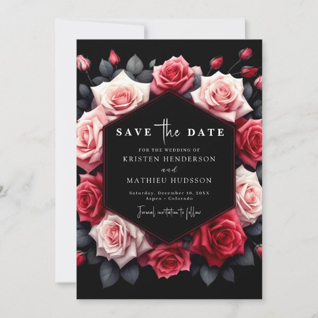 Reserve A Data Casamento Vermelho Elegante Crimson (Frente)