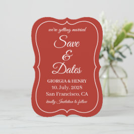 RESERVE A DATA CASAMENTO VERMELHO ESCURO SIMPLES MODERNO MINIMALI