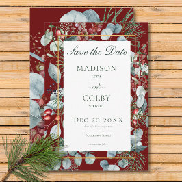 Reserve A Data Casamento Vermelho Verde de Natal de inverno