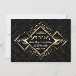 Reserve A Data Casamento Vintage Anos 20 Dourado Preto O Grande G