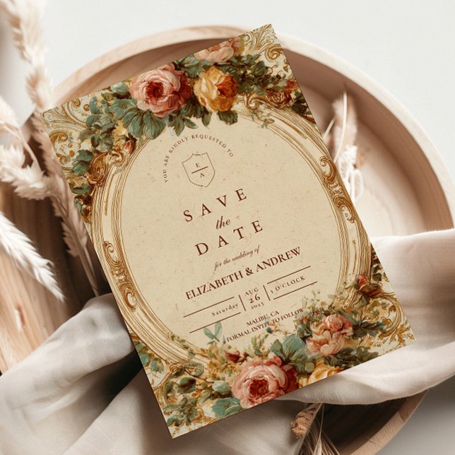 Reserve A Data Casamento Vintage Barroco Rosa (Criador carregado)