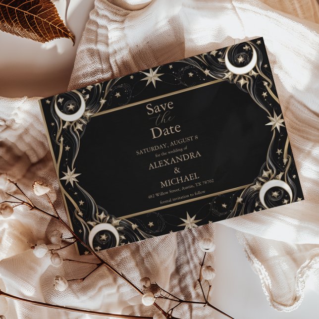 Reserve A Data Casamento Vintage Celestial Lua Estrelas (Criador carregado)
