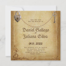 Casamento Vintage com chave esqueleto gótica