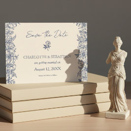 Reserve A Data Casamento vintage de borda floral azul