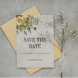 Reserve A Data Casamento vintage Floral Amarelo Boho Salve a Data