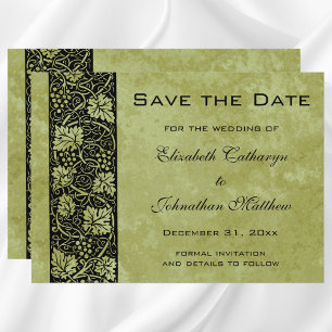 Reserve A Data Casamento Vintage, Folhas de Parreira Vitorianas