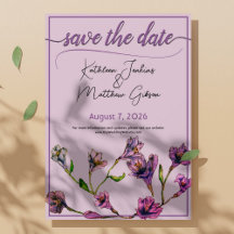 Casamento Vintage Purple Floral Watercolor