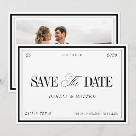 Reserve A Data Casamento Vintage Retro Elegante Preto e Branco