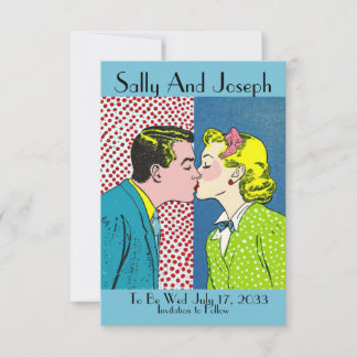 Reserve A Data Casamento Vintage Save the Date, Pop art 50's