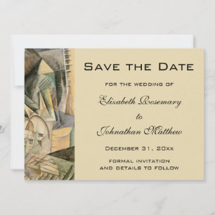 Reserve A Data Casamento Vintage, Tons de Terra, Arte Cubismo