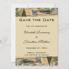 Reserve A Data Casamento Vintage, Tons de Terra, Arte Cubista
