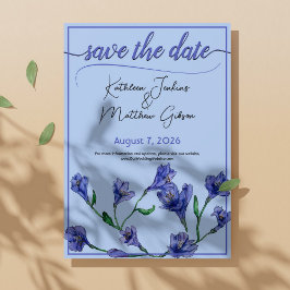 Reserve A Data Casamento Violet Blue Floral Watercolor