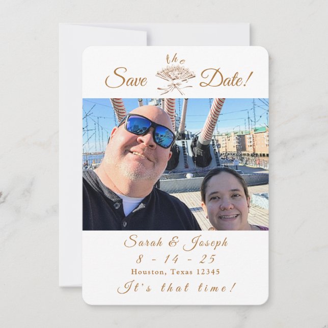 Reserve A Data Casamento vitoriano do ventilador Salve a data (Frente)