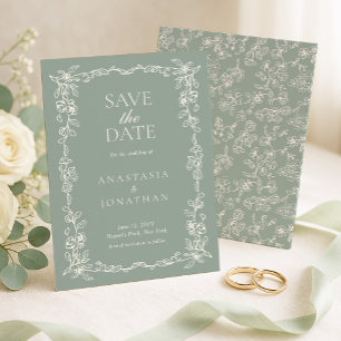 Reserve A Data Casamento Vitoriano em Verde Salvia Antigo