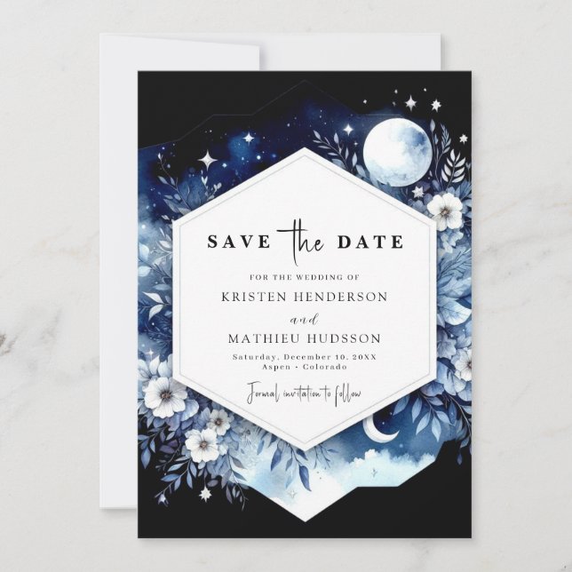 Reserve A Data Casamento Whimsical Boho Moonlit (Frente)