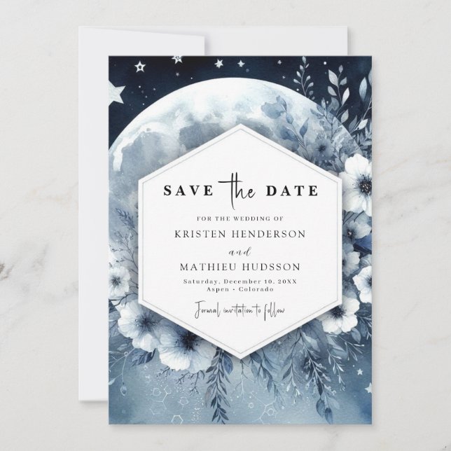 Reserve A Data Casamento Whimsy Moonlit Elegant (Frente)
