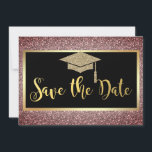 Reserve A Data Castanho de Graduação de Literatura Dourada Elegan<br><div class="desc">Boné brilhante de formando de ouro sobre fundo castanho.</div>