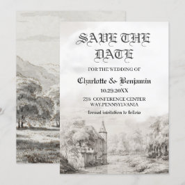 Reserve A Data Castelo de Conto de Fadas Casamento Vintage Salve