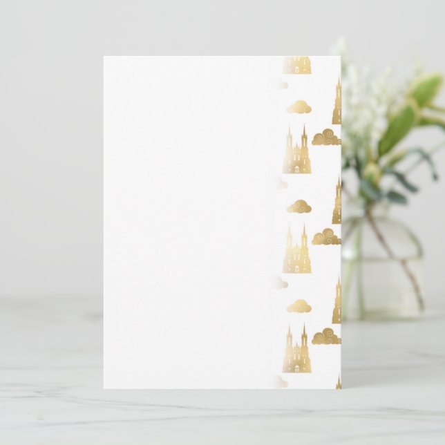 Reserve A Data Castelo Dourado Nuvens Princesa Magia Real (Em pé/Frente)