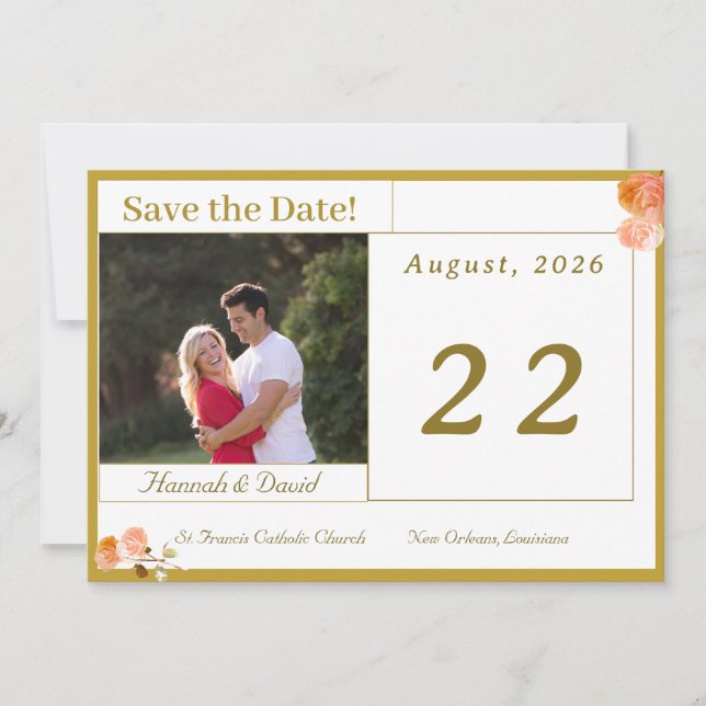 Reserve A Data Católica Terracotta Rosa Flat Save The Date Card (Frente)