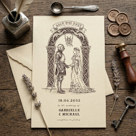 Reserve A Data Cavaleiro Gótico Medieval  Casamento Sépia