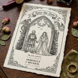 Reserve A Data Cavaleiro Gótico Medieval Noiva Noivo Data do Casa
