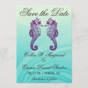 Reserve A Data Cavalo-marinho roxo e azul salve a data