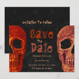 Reserve A Data Caveira Gótica Laranja Negro Halloween Salvar Data