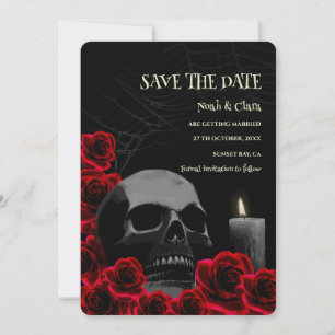 Reserve A Data Caveira Gótica Negra Negra Negra e Rosa Halloween