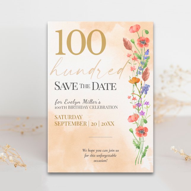 Reserve A Data Celebração de 100 Anos da Soft Wildflower (Criador carregado)