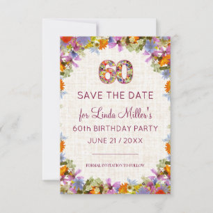 Reserve A Data Celebração do 60º aniversário - Linen Floral Desig