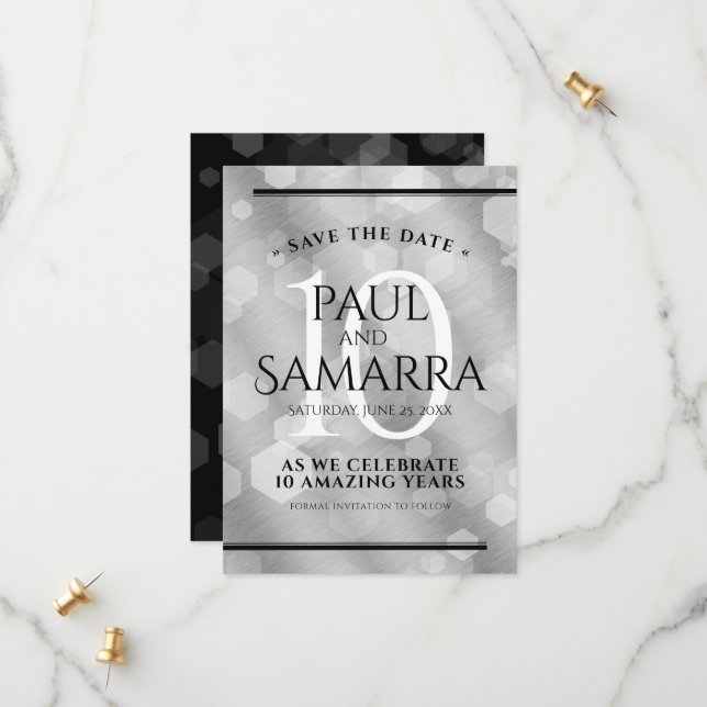 Reserve A Data Celebração do Aniversário de Casamento de 10 Tin (Frente/Verso In Situ)