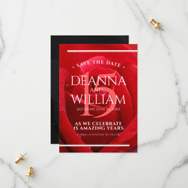 Reserve A Data Celebração do Aniversário de Casamento de Rosa 15  (Frente/Verso In Situ)