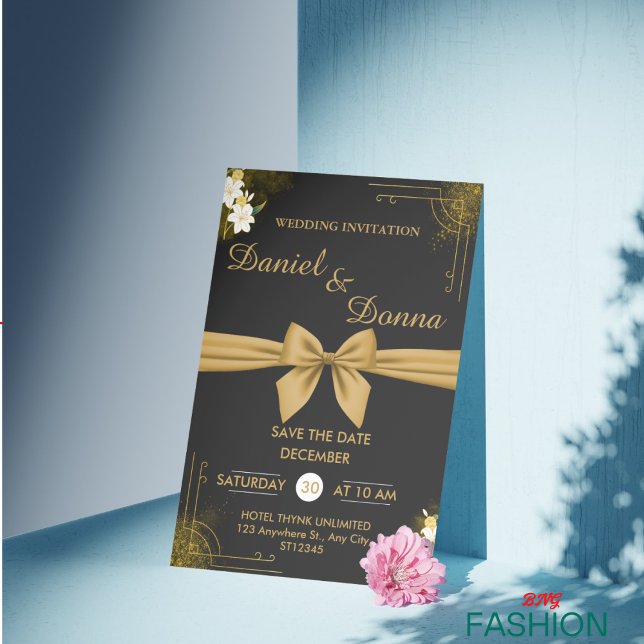 Reserve A Data Celebração do Casamento Elegante Moderno e Dourado (Criador carregado)