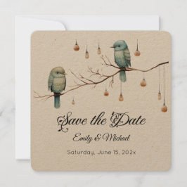 Reserve A Data Celebração Rustic Woodland Love Birds