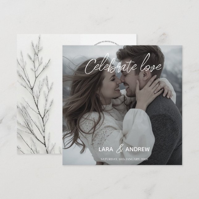 Reserve A Data Celebre o Amor Personalizado Simples Casamento Mod (Frente/Verso)