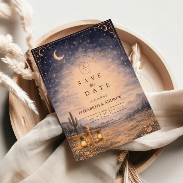 Reserve A Data Celestial Desert Moonlit Western Wedding (Criador carregado)