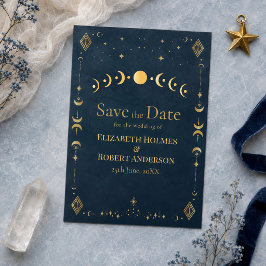Reserve A Data Celestial Gótico Azul Meia-Noite Dourado Salve a D