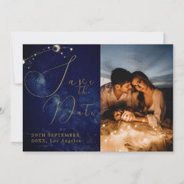 Reserve A Data Celestial Moon Stars Elegante Foto Casamento