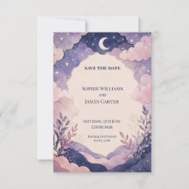 Reserve A Data Celestial Night Sky Watercolor Save the Date
