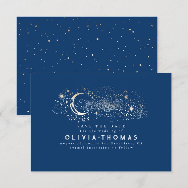 Reserve A Data Celestial Starry Night Moon Mystical Salve a Data (Frente/Verso)