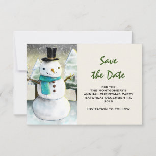 Reserve A Data Cena de inverno de Snowman Whimsical Desenho de Na