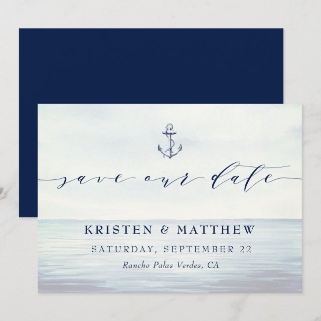 Reserve A Data Cena Oceânica de Ancoragem Náutica (Frente/Verso)
