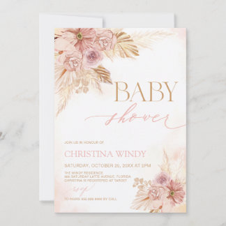 Reserve A Data Chá de Beige Rosa Pampas Garden Baby Girl