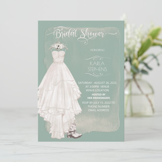 Reserve A Data Chá de Design de Aquarela Casual de Boho Weding (Em pé/Frente)