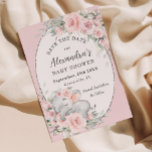 Reserve A Data Chá de fraldas Floral Cor-de-rosa-do-Elefante Sono<br><div class="desc">Personalize esse doce chá de fraldas de elefante,  salve a data fácil e rapidamente. Basta clicar no botão personalizar para editar os textos,  alterar as fontes e as cores das fontes. Apresentando lindas flores cor-de-água rosa e um doce elefante bebê. Itens correspondentes disponíveis no repositório. c) Paperie fina somerset</div>