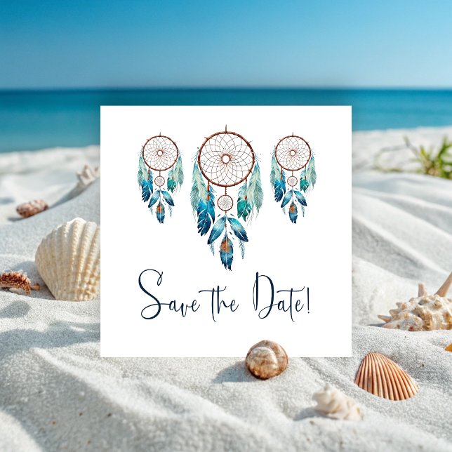 Reserve A Data Chá de fraldas Magic Aquamarine Dreamcatcher (Magic Aquamarine Dreamcatcher Baby Shower Save The Date)